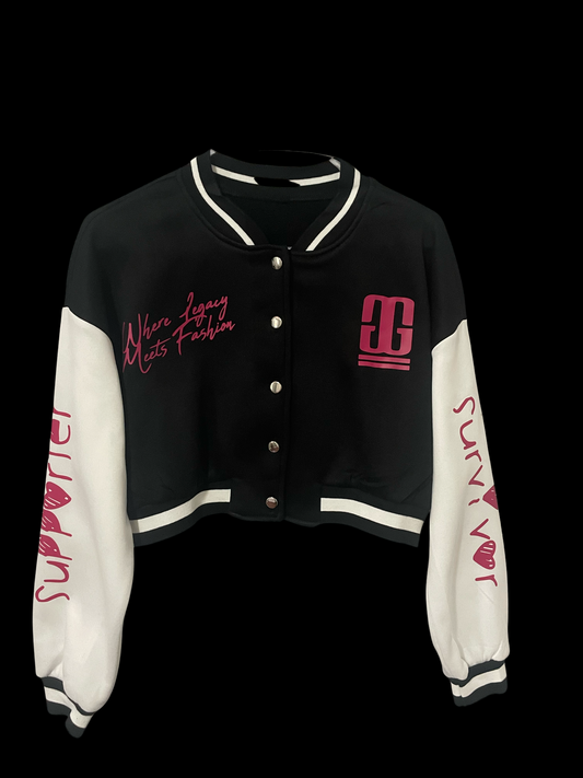 Breast Cancer Awareness Collection Women’s Crop Varsity Jacket
